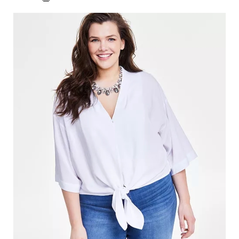 White Tie-Front Top